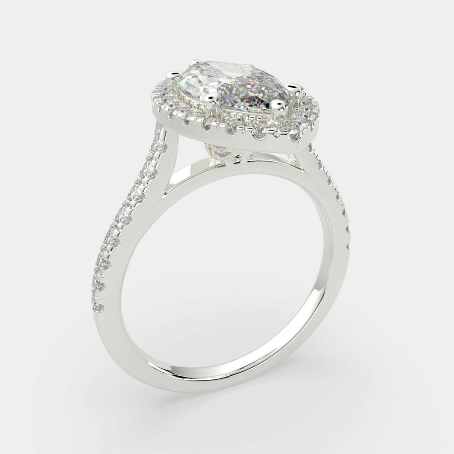 Isadora 3.4 Carat Marquise Cut Halo Pave Engagement Ring