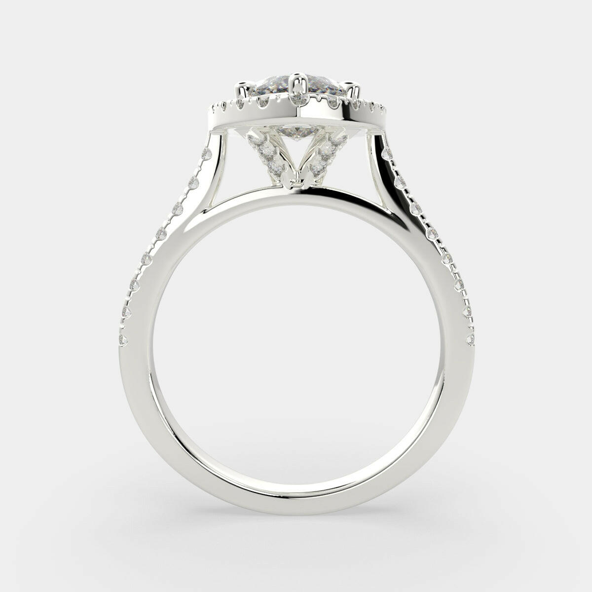 3.4 Carat VS1 D Lab Grown Diamond Halo Pave Marquise Ring