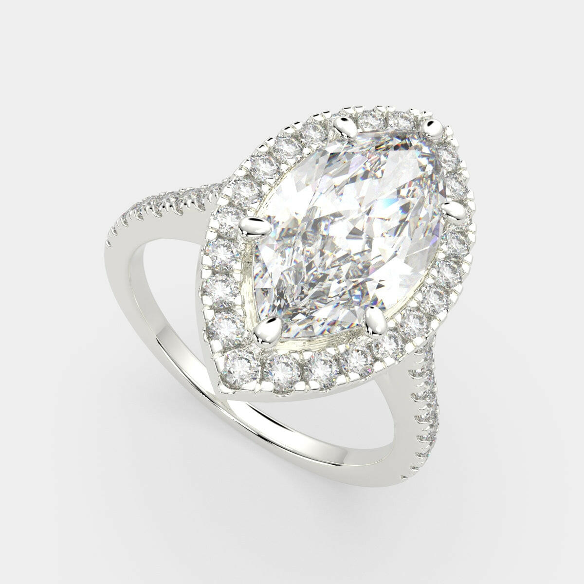 3.4 Carat VS1 D Lab Grown Diamond Halo Pave Marquise Ring