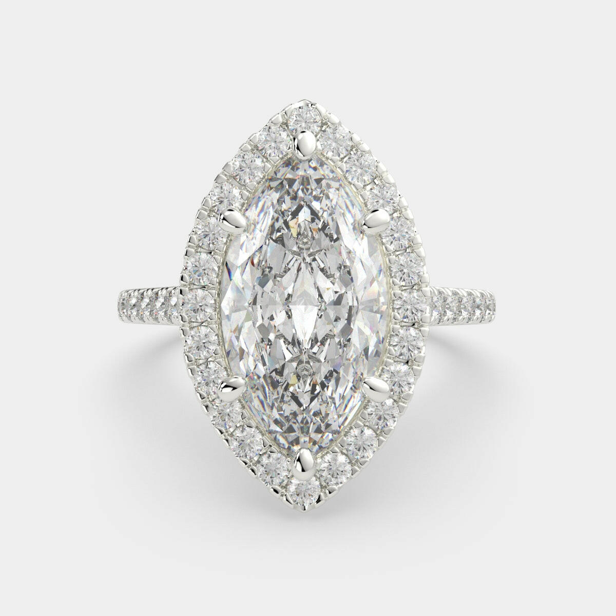 3.4 Carat VS1 D Lab Grown Diamond Halo Pave Marquise Ring