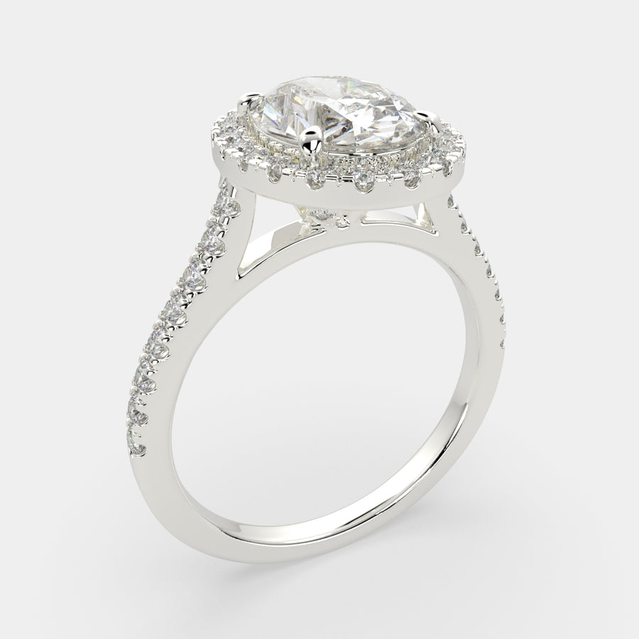 Isadora 3.4 Carat Oval Cut Halo Pave Engagement Ring