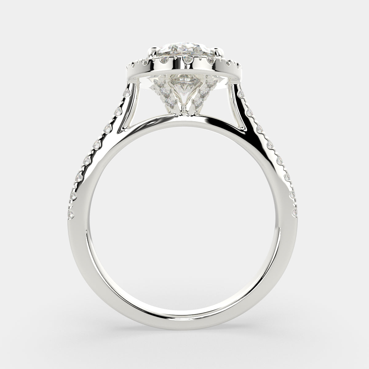 3.4 Carat VS1 D Lab Grown Diamond Halo Pave Oval Ring