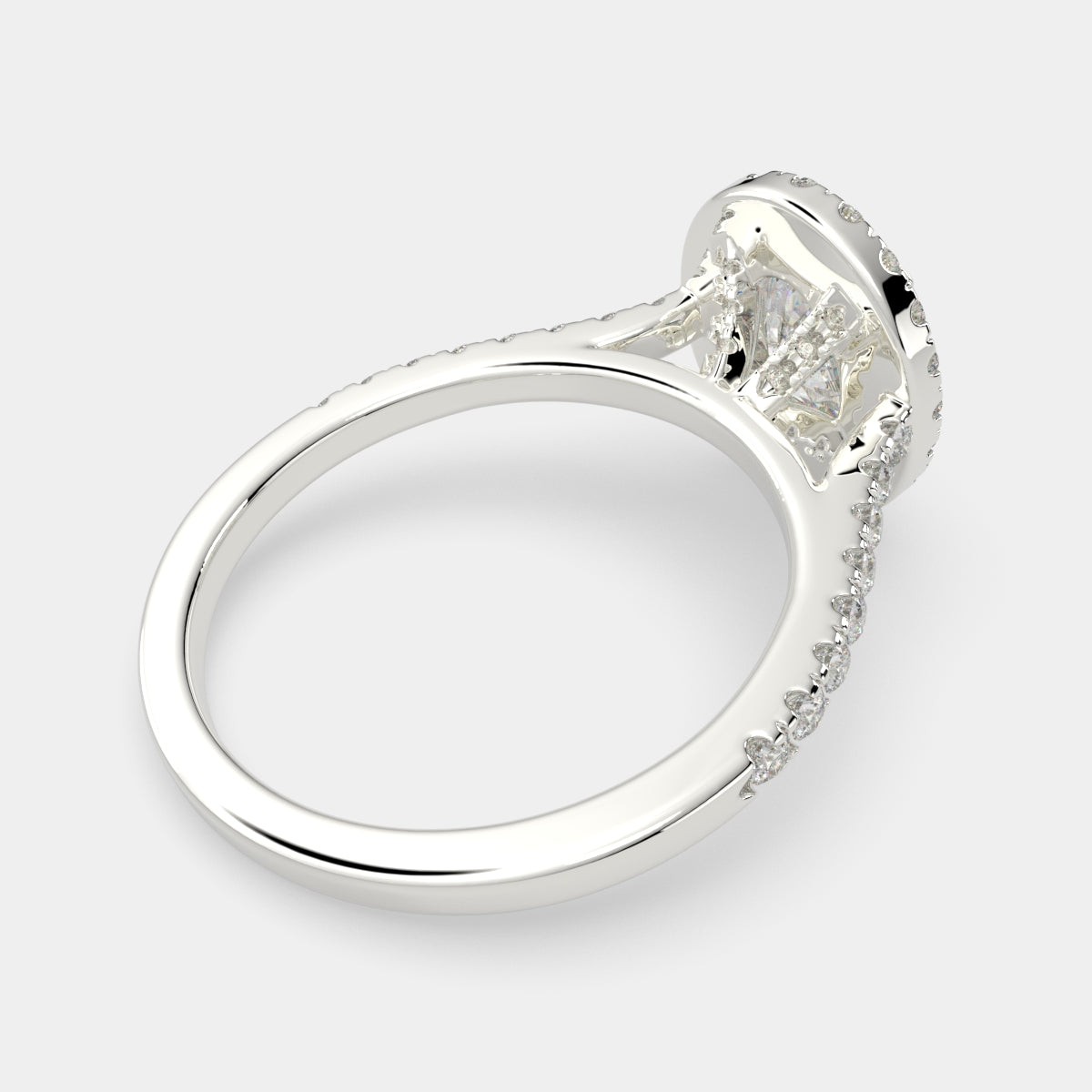 4.4 Carat VS1 D Lab Grown Diamond Halo Pave Oval Ring