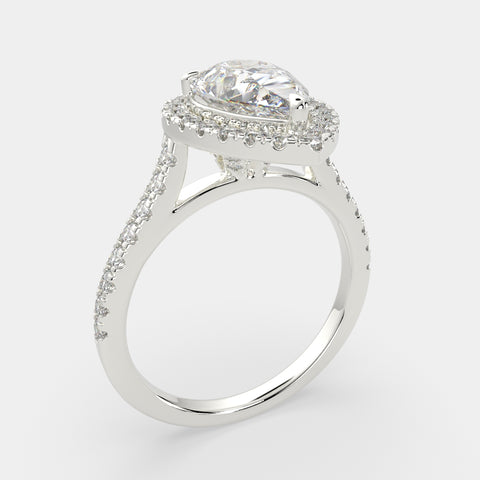 1.4 Carat VS1 D Lab Grown Diamond Halo Pave Pear Ring