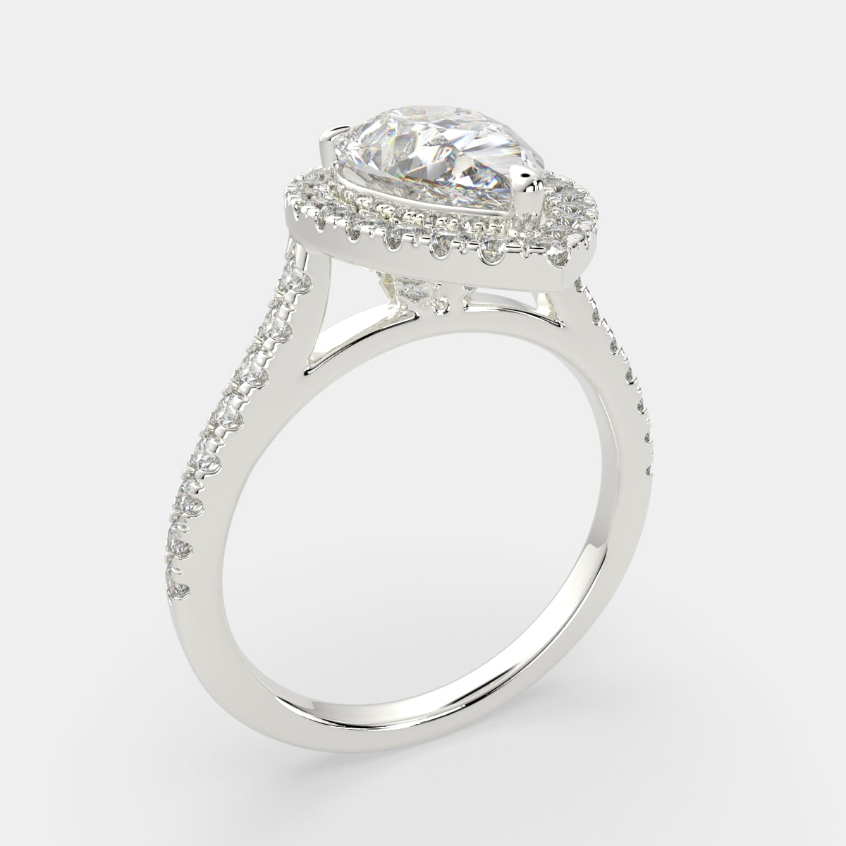 3.4 Carat VS1 D Lab Grown Diamond Halo Pave Pear Ring