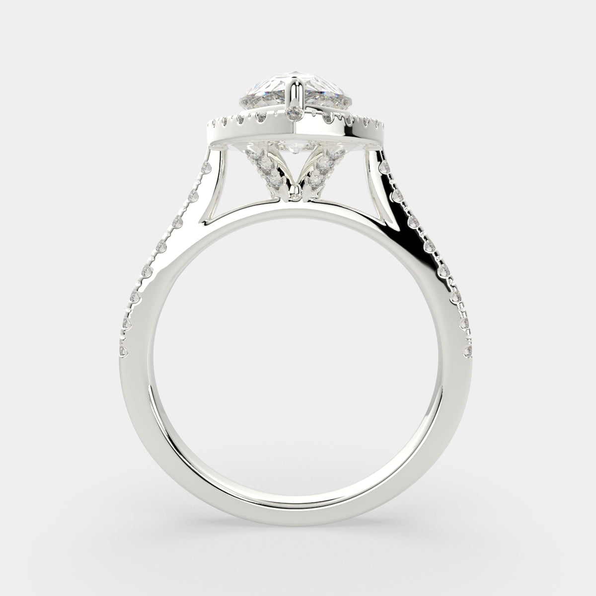4.4 Carat VS1 D Lab Grown Diamond Halo Pave Pear Ring