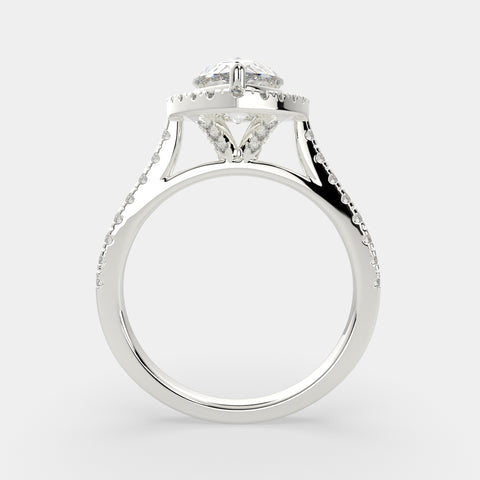 1.4 Carat VS1 D Lab Grown Diamond Halo Pave Pear Ring