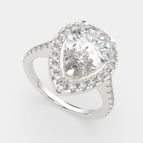 1.4 Carat VS1 D Lab Grown Diamond Halo Pave Pear Ring