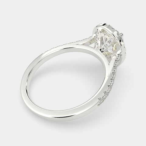 1.4 Carat VS1 D Lab Grown Diamond Halo Pave Pear Ring