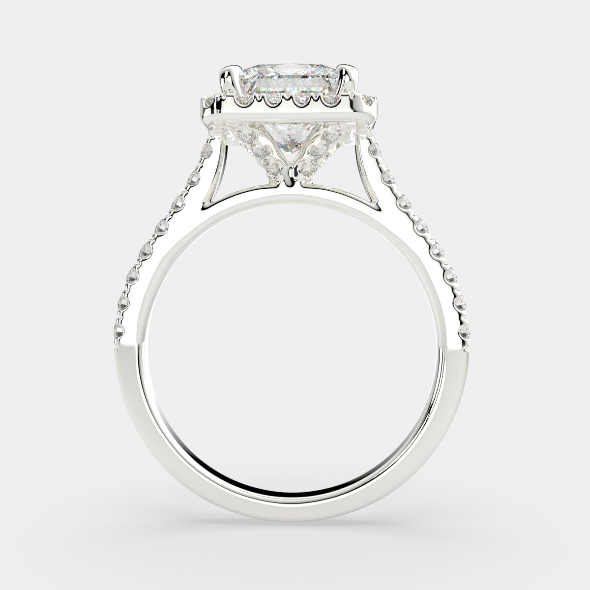 1.4 Carat VS1 D Lab Grown Diamond Halo Pave Princess Ring