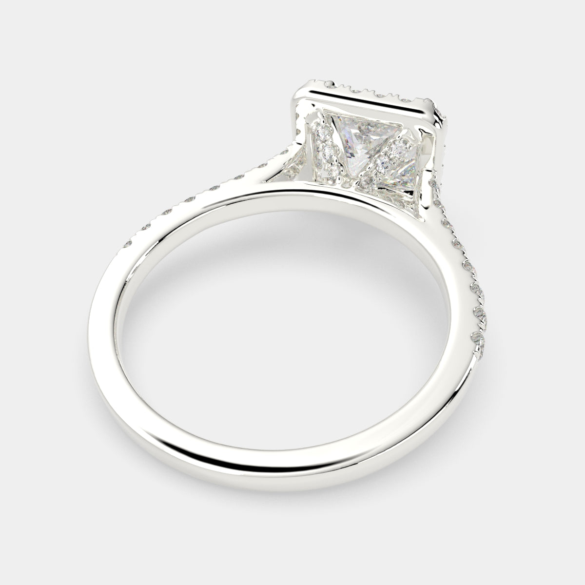 1.4 Carat VS1 D Lab Grown Diamond Halo Pave Princess Ring