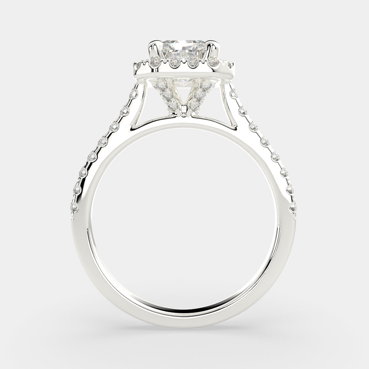 2.4 Carat VS1 D Lab Grown Diamond Halo Pave Radiant Ring