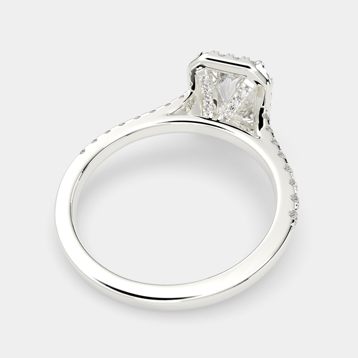4.4 Carat VS1 D Lab Grown Diamond Halo Pave Radiant Ring