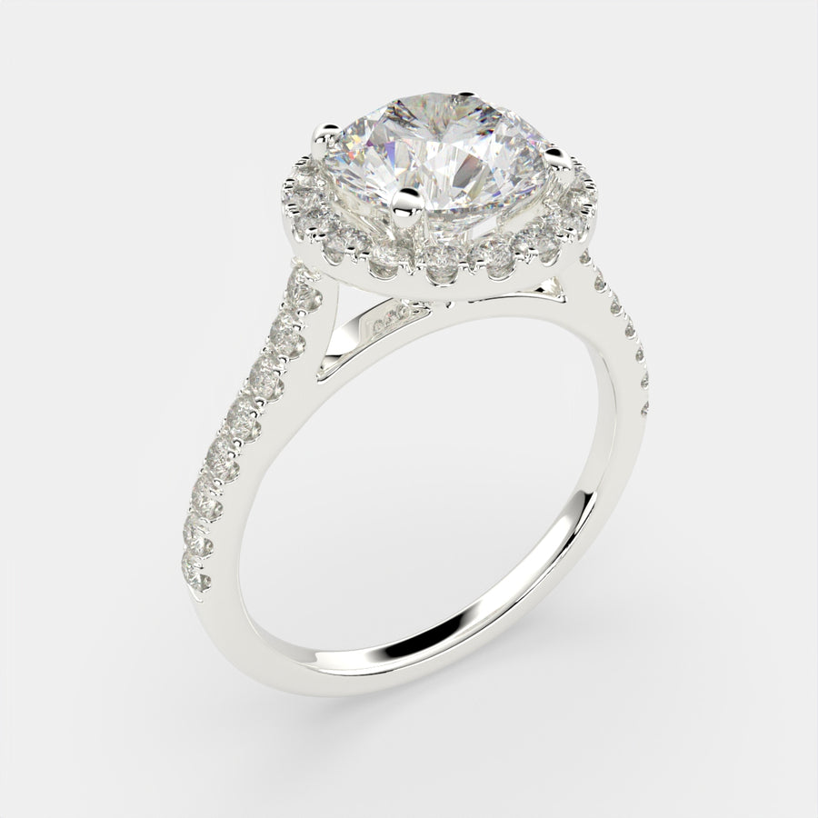 Isadora 1.4 Carat Round Cut Halo Pave Engagement Ring