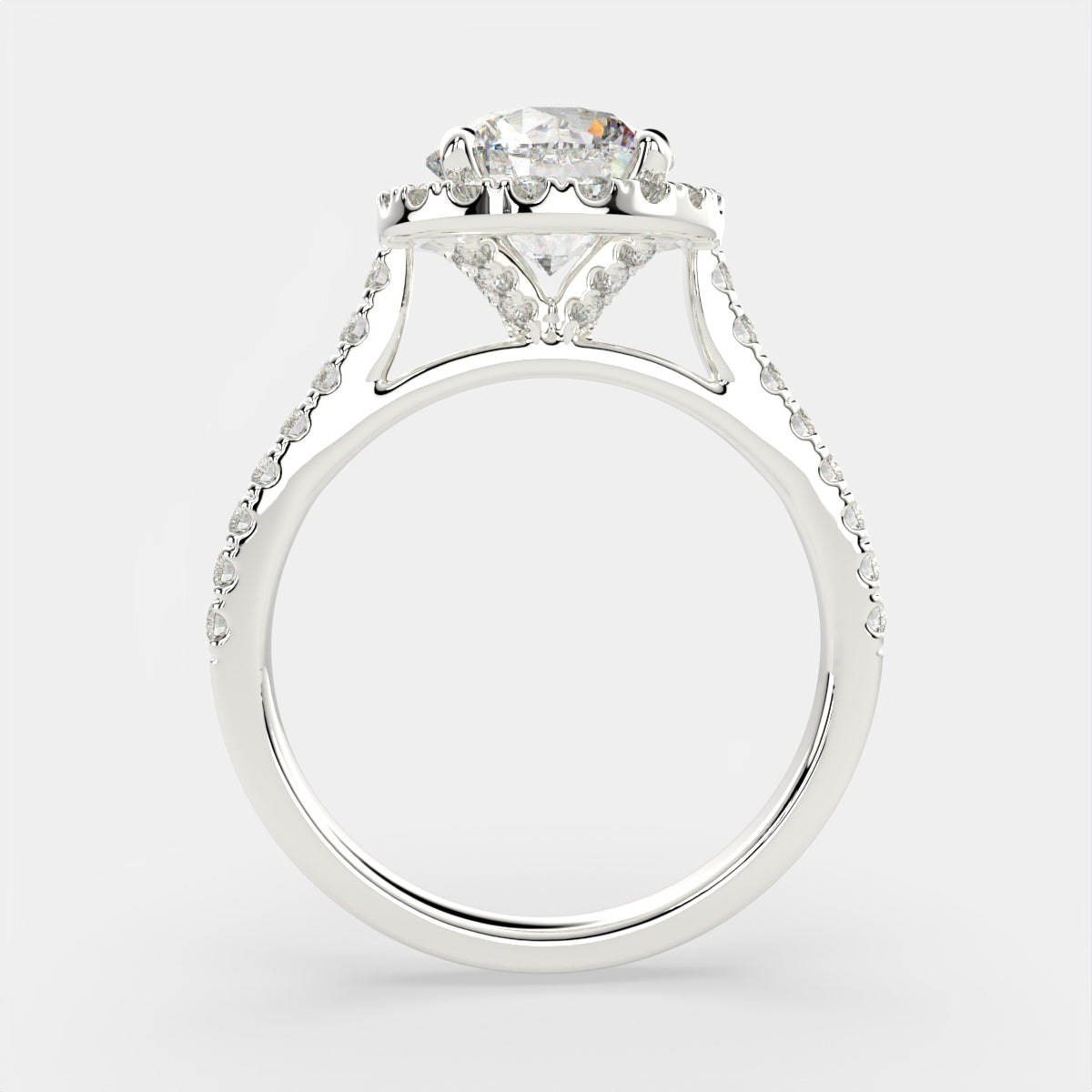 4.4 Carat VS1 D Lab Grown Diamond Halo Pave Round Ring