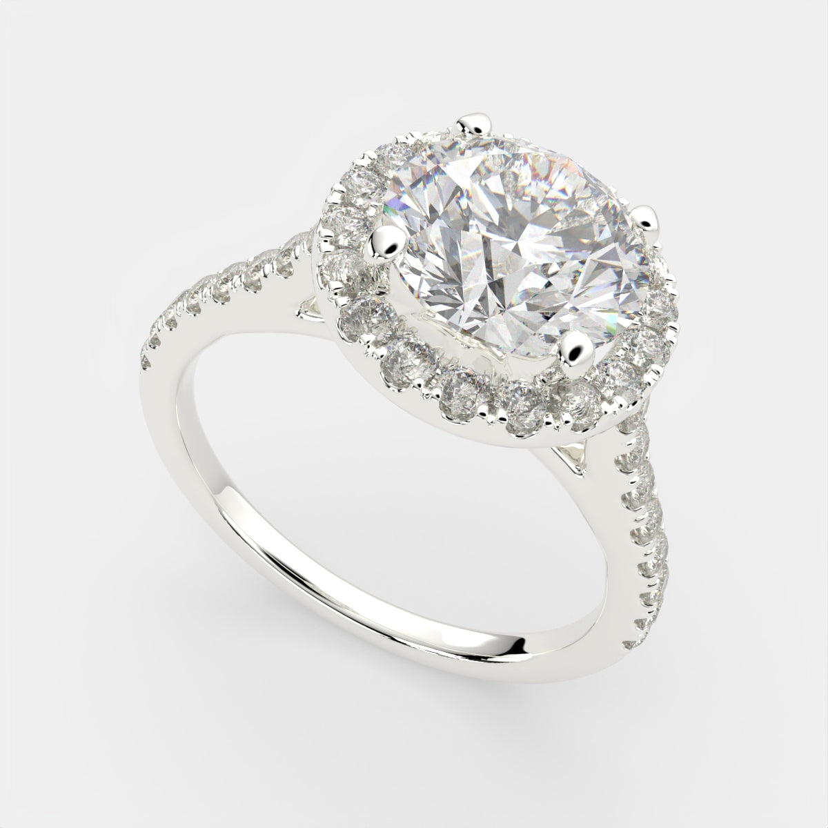 3.4 Carat VS1 D Lab Grown Diamond Halo Pave Round Ring