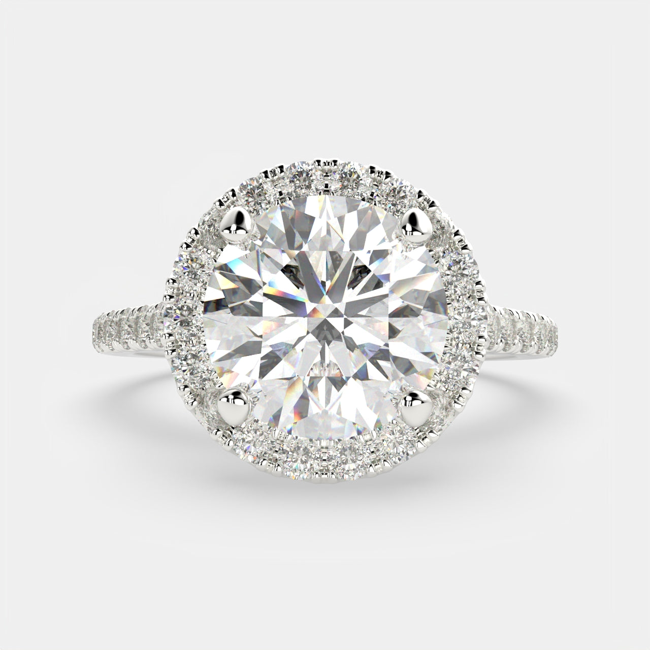 1.4 Carat VS1 D Lab Grown Diamond Halo Pave Round Ring