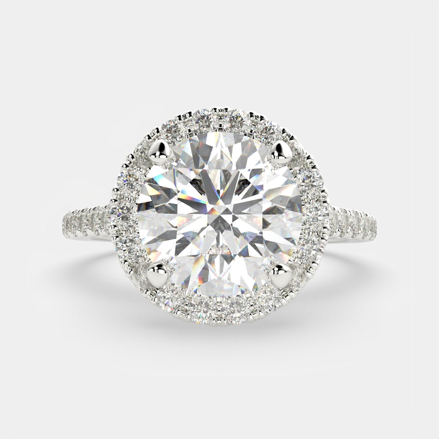 Isadora 3.4 Carat Round Cut Halo Pave Engagement Ring