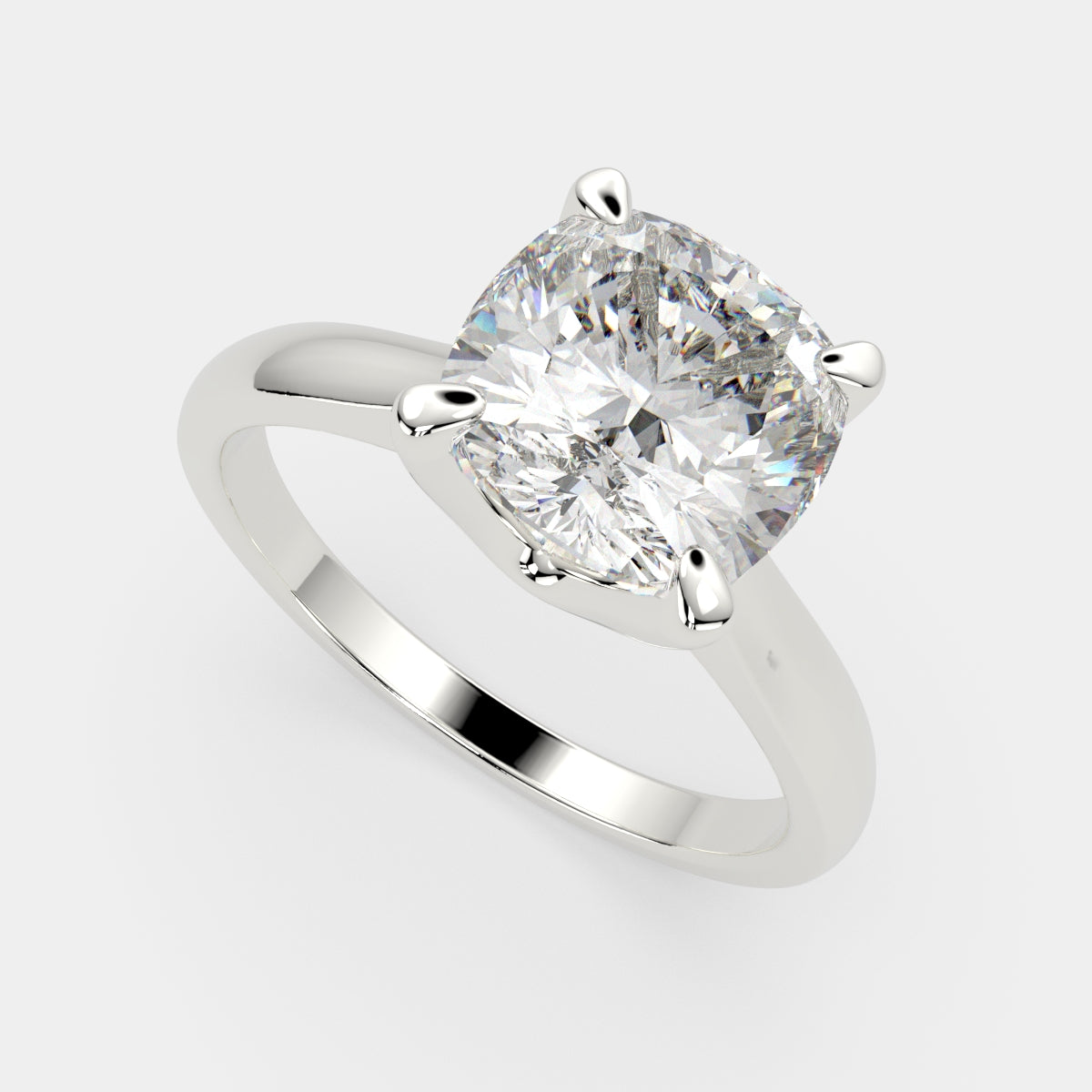 3 Carat VS1 D Lab Grown Diamond Solitaire Cushion Ring