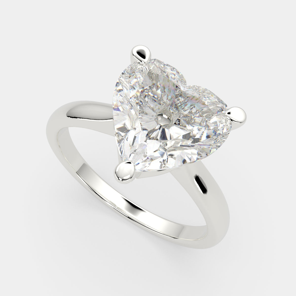 4 Carat VS1 D Lab Grown Diamond Solitaire Heart Ring