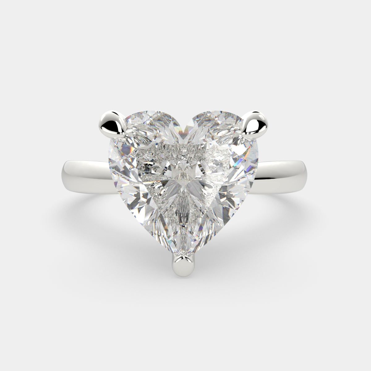 4 Carat VS1 D Lab Grown Diamond Solitaire Heart Ring