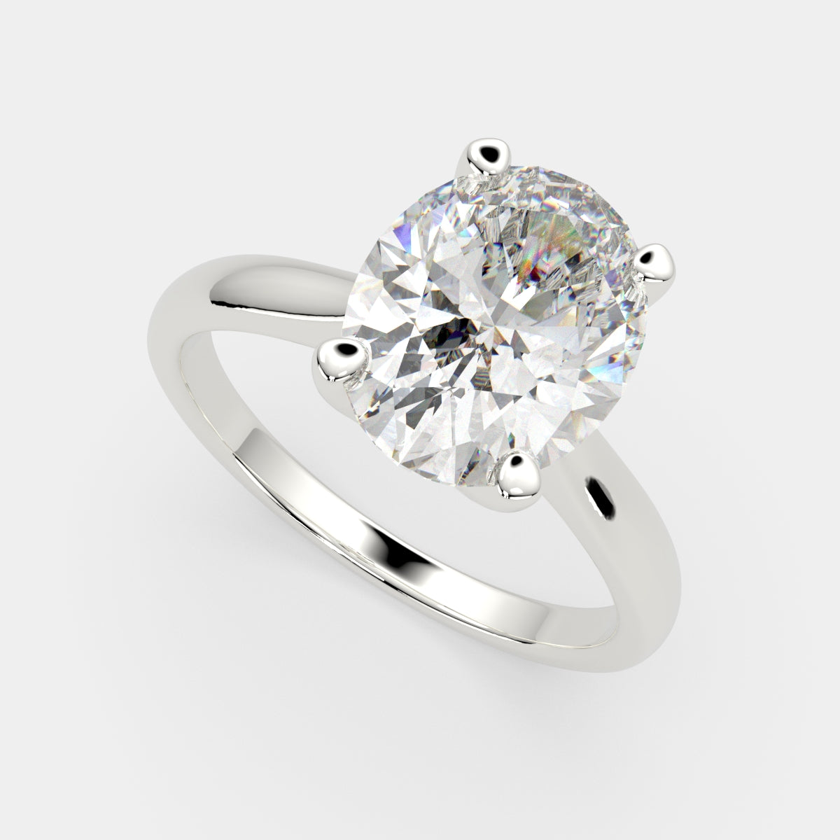 3 Carat VS1 D Lab Grown Diamond Solitaire Oval Ring