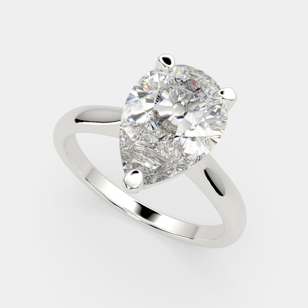 2 Carat VS1 D Lab Grown Diamond Solitaire Pear Ring