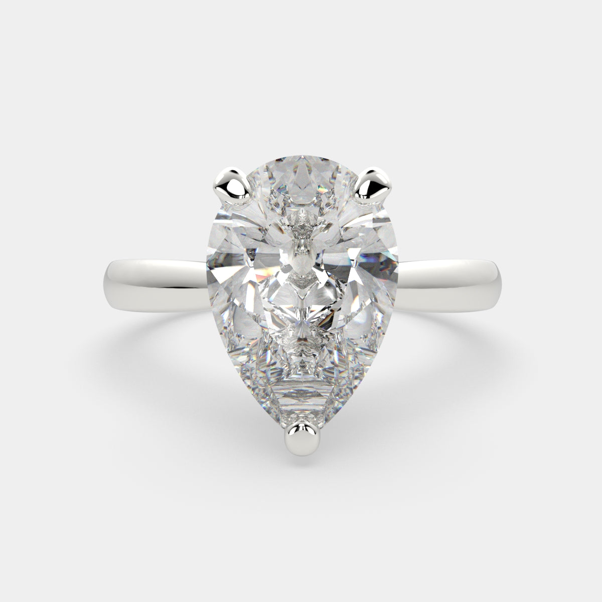 2 Carat VS1 D Lab Grown Diamond Solitaire Pear Ring
