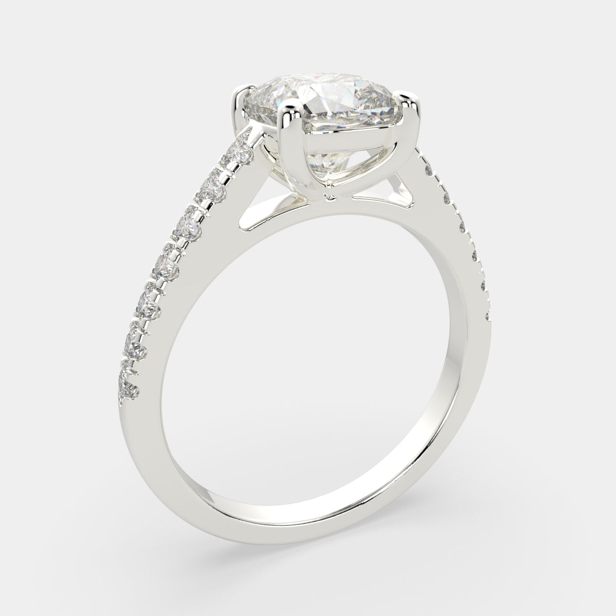 4.3 Carat VS1 D Lab Grown Diamond Pave Cushion Ring