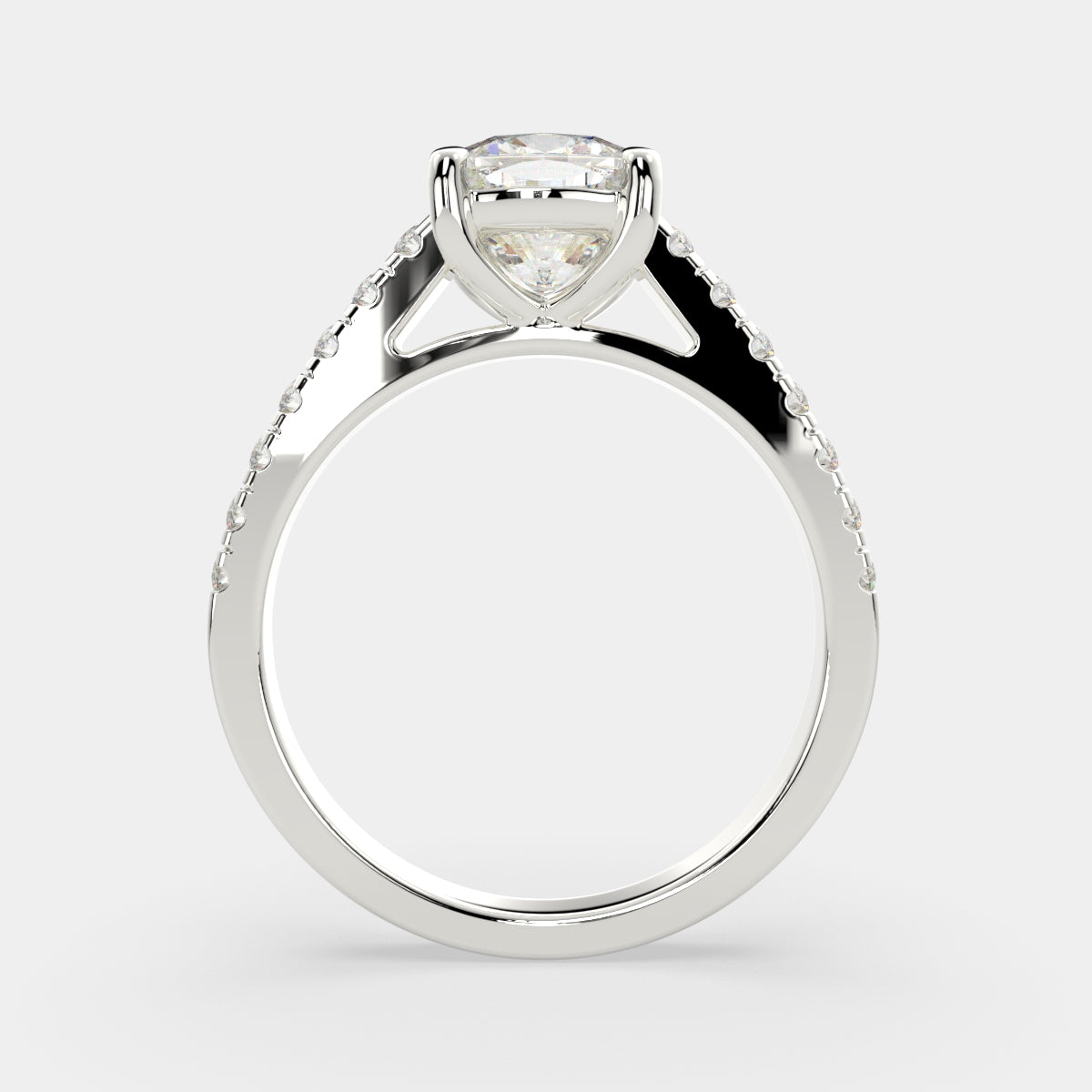 4.3 Carat VS1 D Lab Grown Diamond Pave Cushion Ring