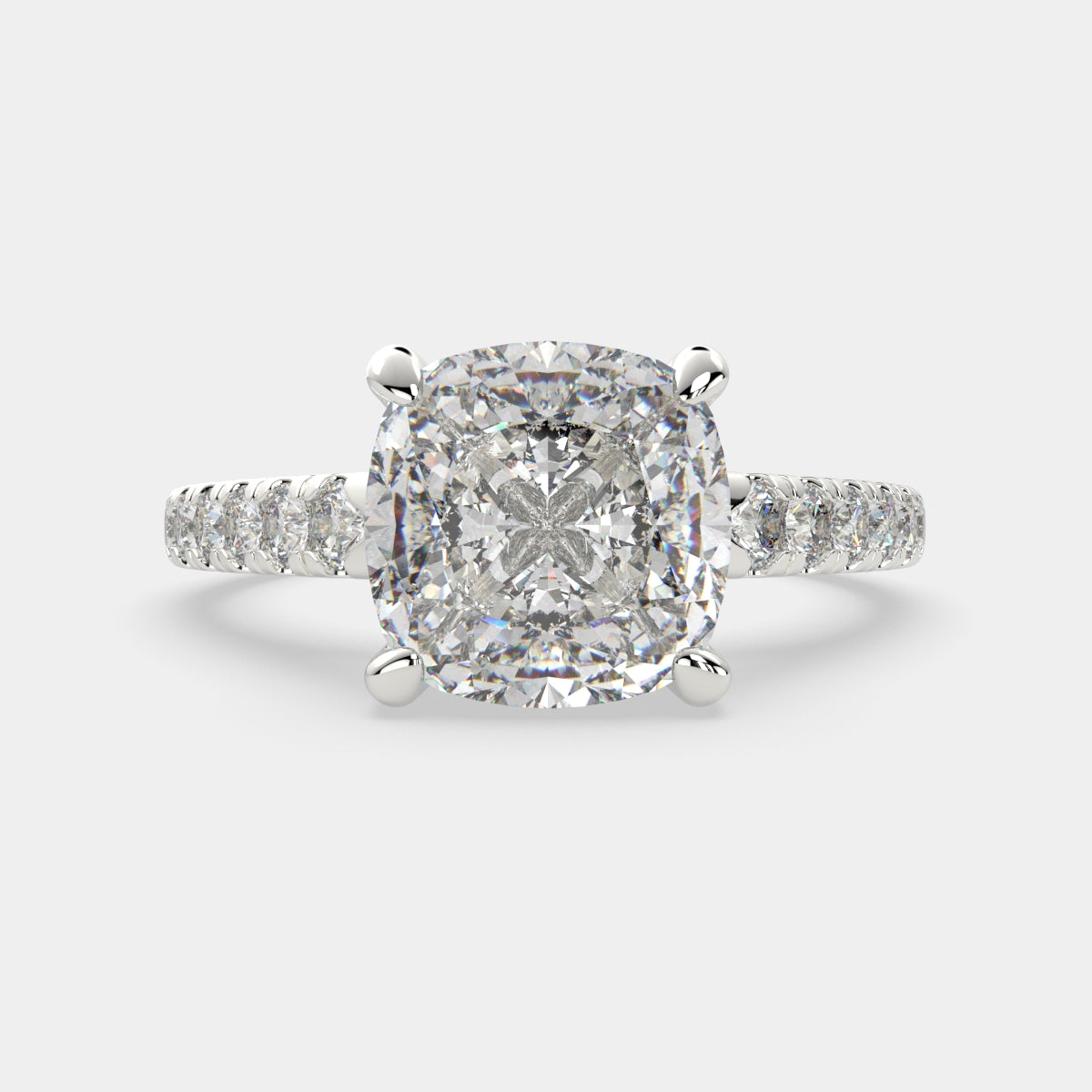 4.3 Carat VS1 D Lab Grown Diamond Pave Cushion Ring