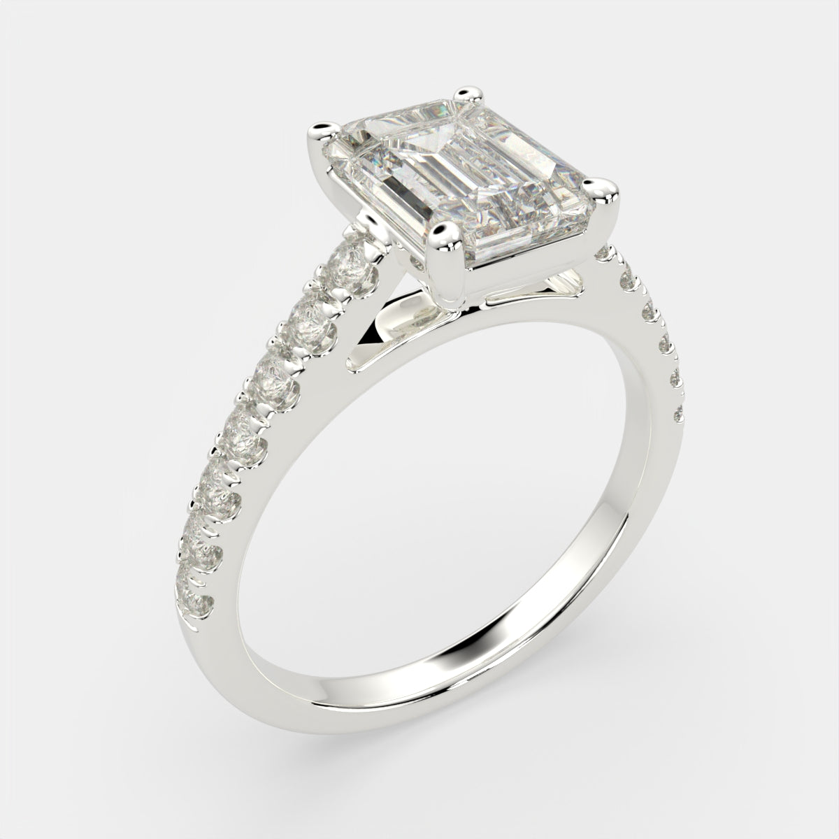2.3 Carat VS1 D Lab Grown Diamond Pave Emerald Ring