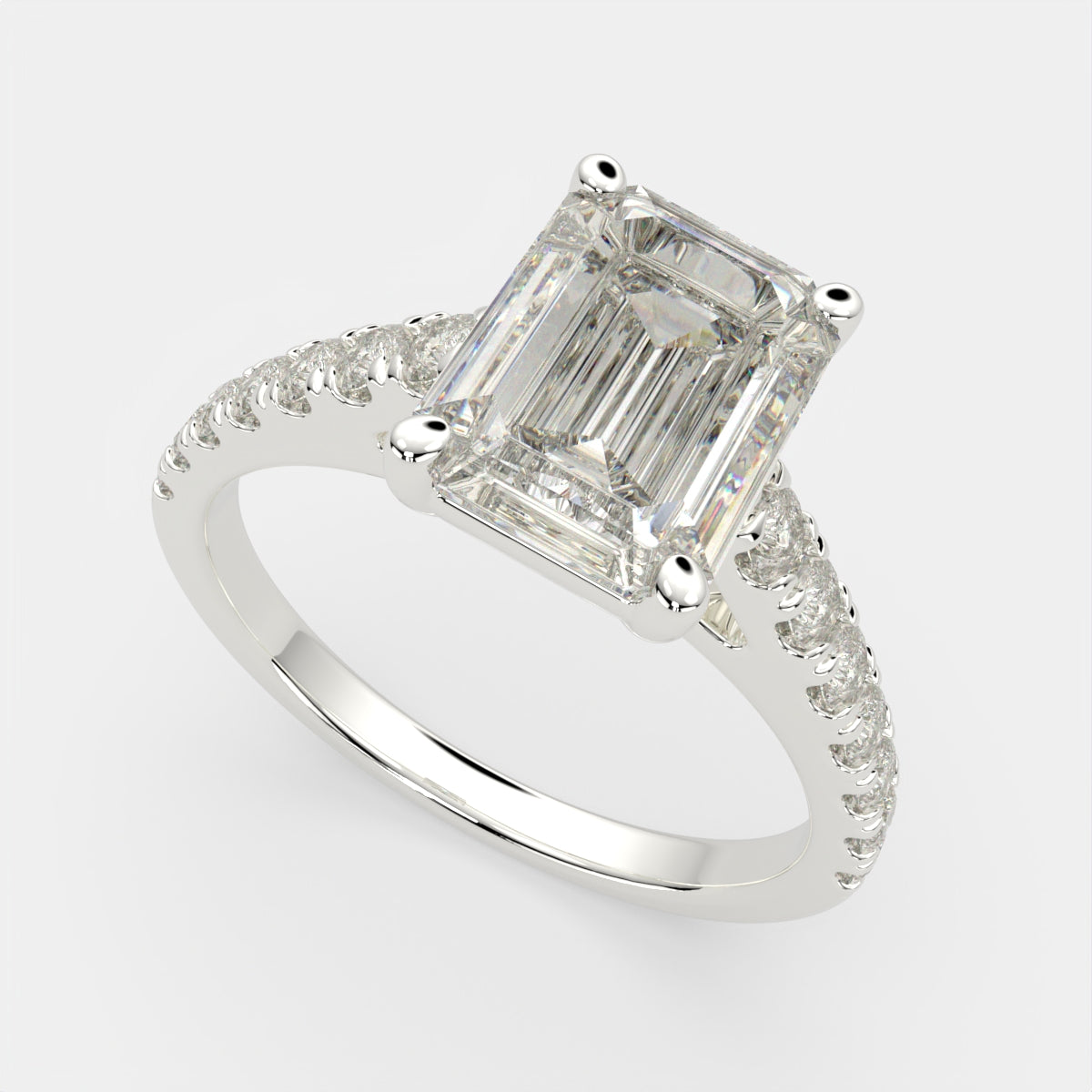 2.3 Carat VS1 D Lab Grown Diamond Pave Emerald Ring