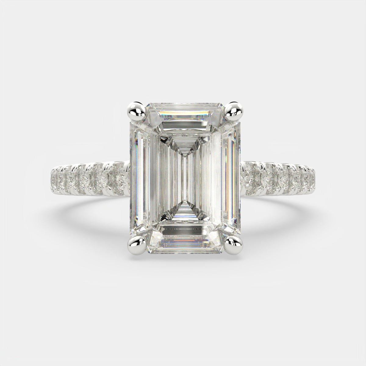 4.3 Carat VS1 D Lab Grown Diamond Pave Emerald Ring