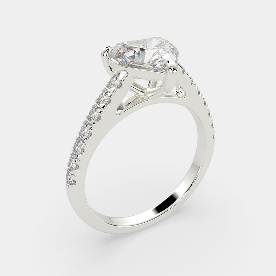 Karina 4.3 Carat Heart Cut Pave 6 Prong Engagement Ring