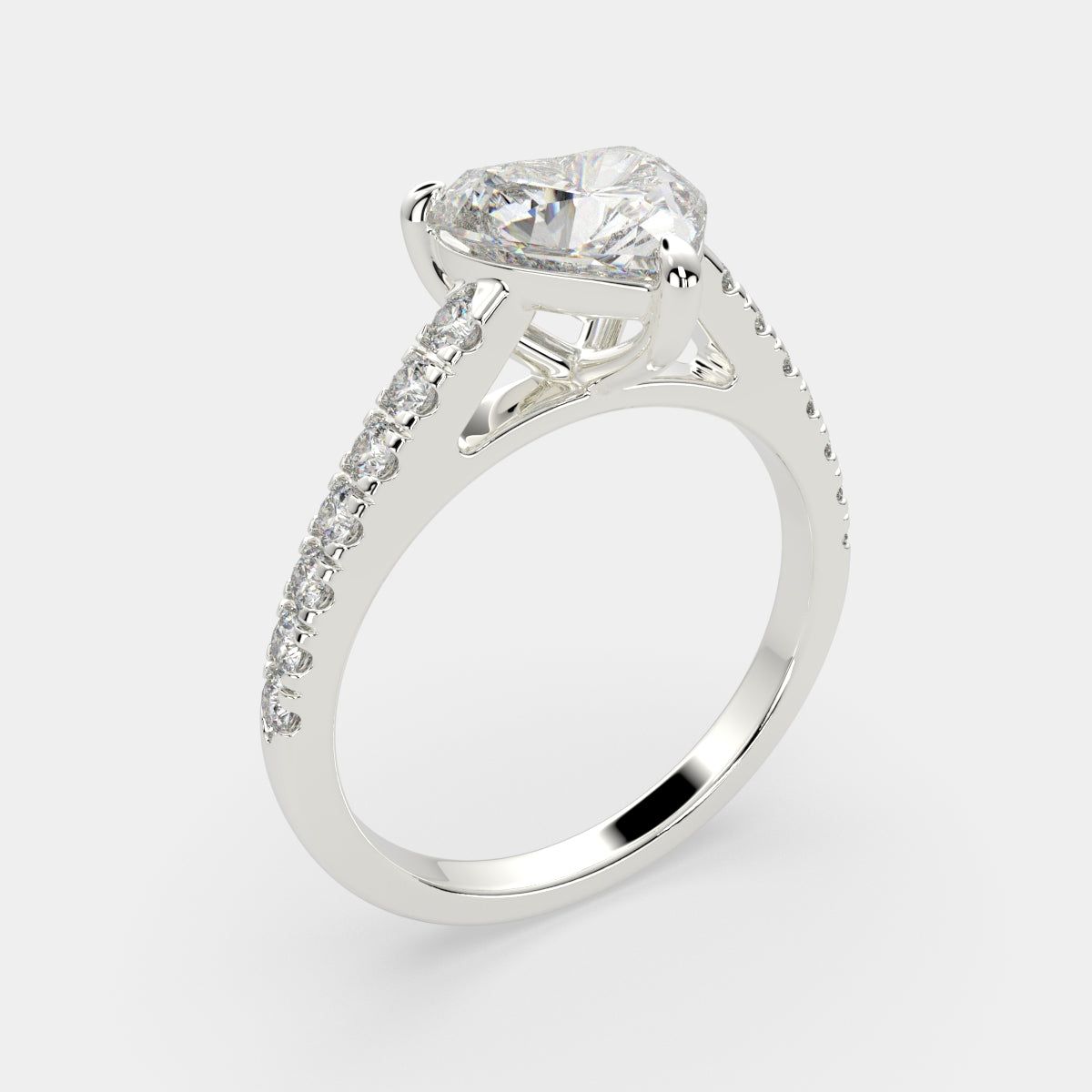 1.3 Carat VS1 D Lab Grown Diamond Pave Heart Ring