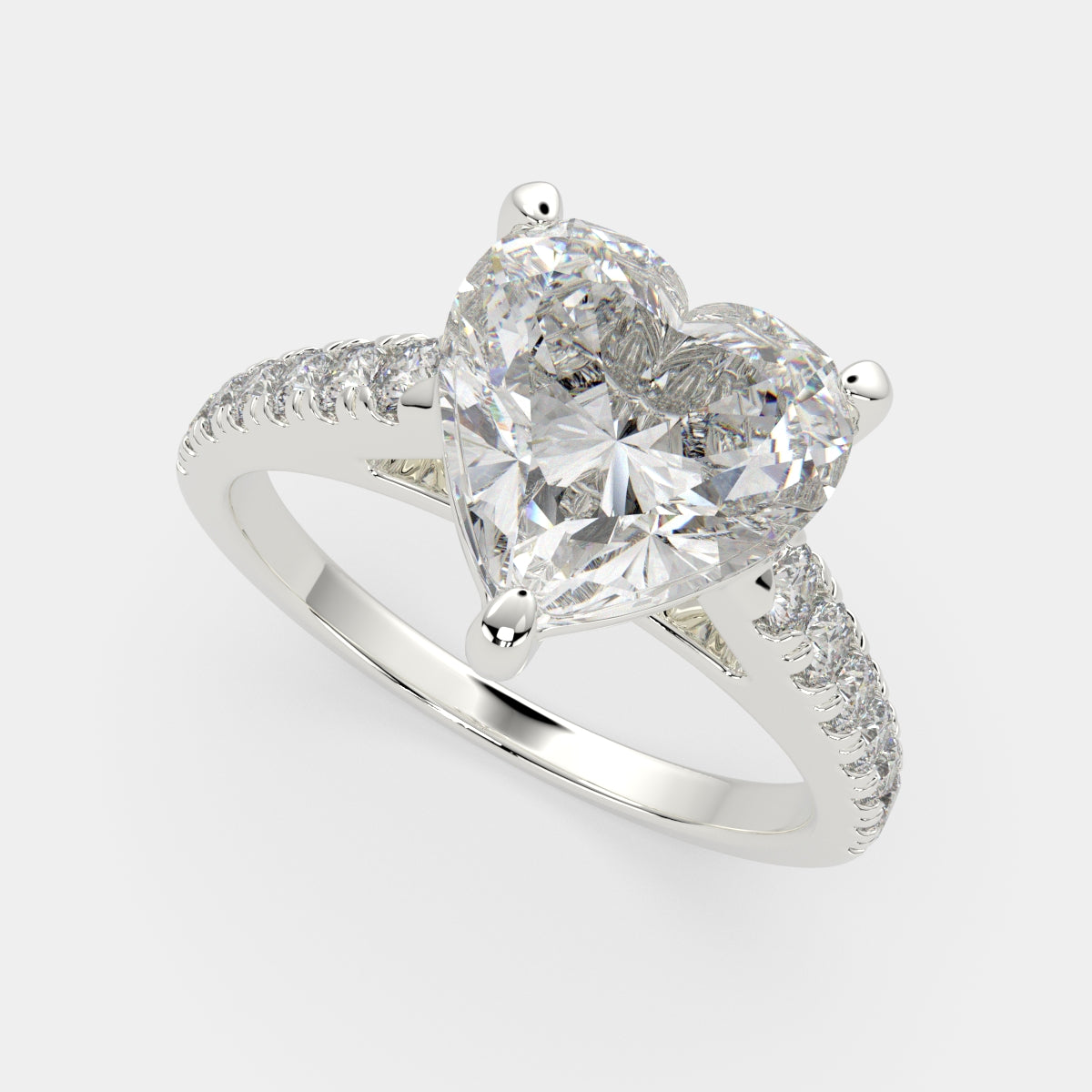 2.3 Carat VS1 D Lab Grown Diamond Pave Heart Ring