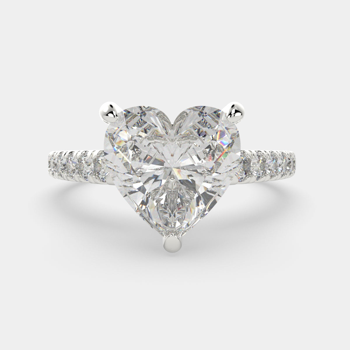 1.3 Carat VS1 D Lab Grown Diamond Pave Heart Ring