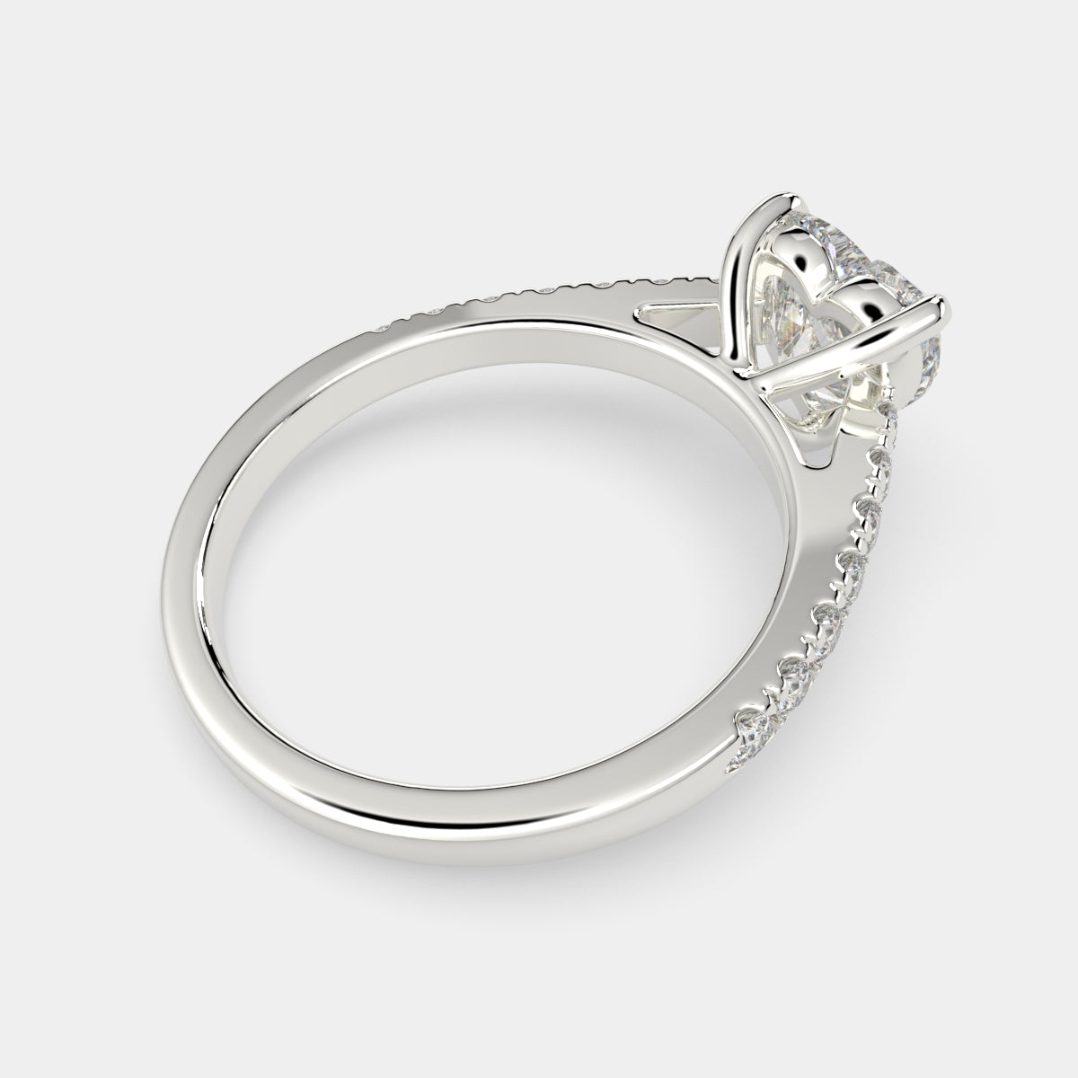 1.3 Carat VS1 D Lab Grown Diamond Pave Heart Ring