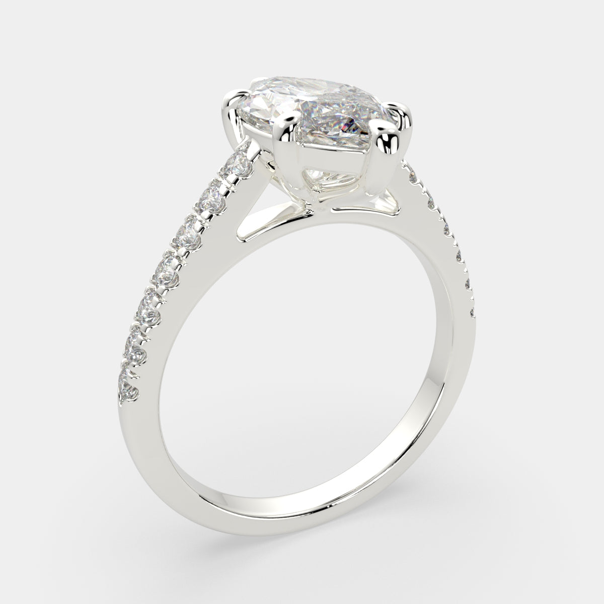 3.3 Carat VS1 D Lab Grown Diamond Pave Marquise Ring