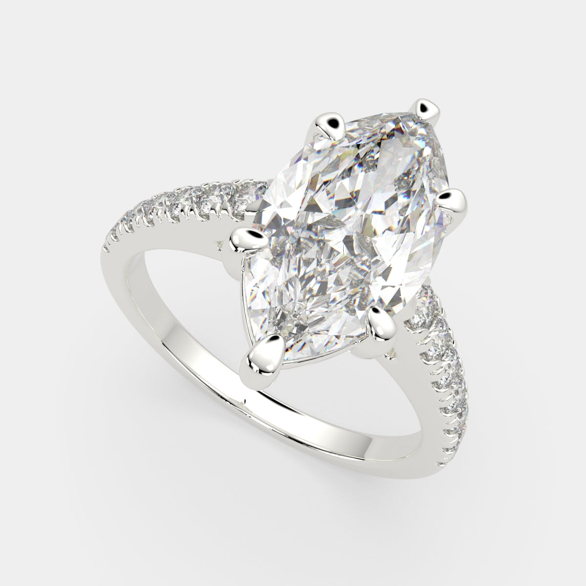 3.3 Carat VS1 D Lab Grown Diamond Pave Marquise Ring