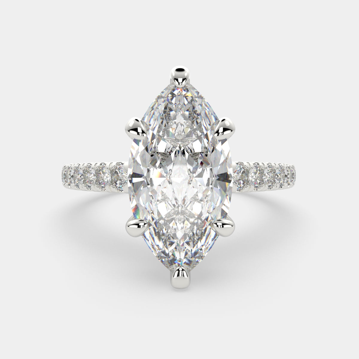 3.3 Carat VS1 D Lab Grown Diamond Pave Marquise Ring
