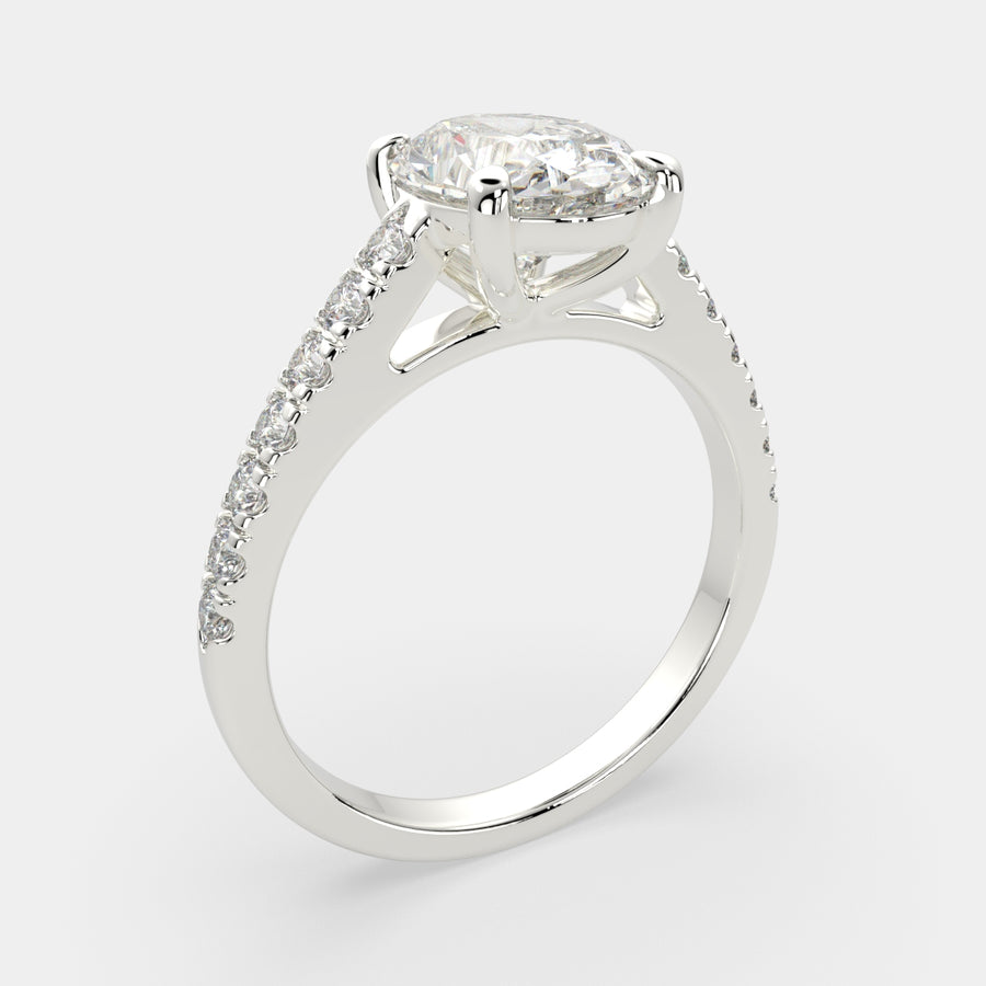 Karina 3.3 Carat Oval Cut Pave 6 Prong Engagement Ring