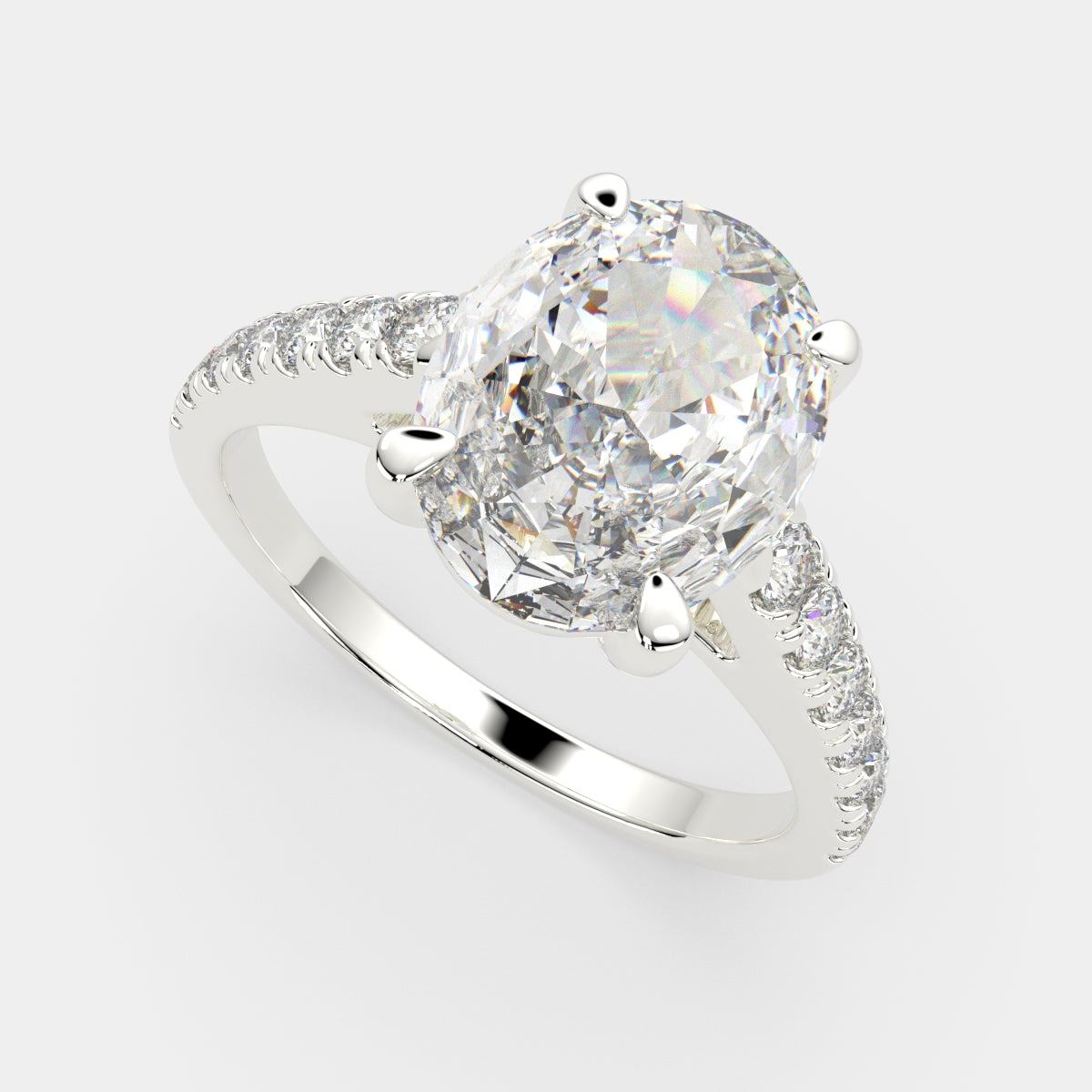1.3 Carat VS1 D Lab Grown Diamond Pave Oval Ring