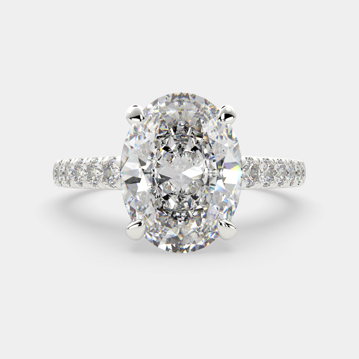 3.3 Carat VS1 D Lab Grown Diamond Pave Oval Ring
