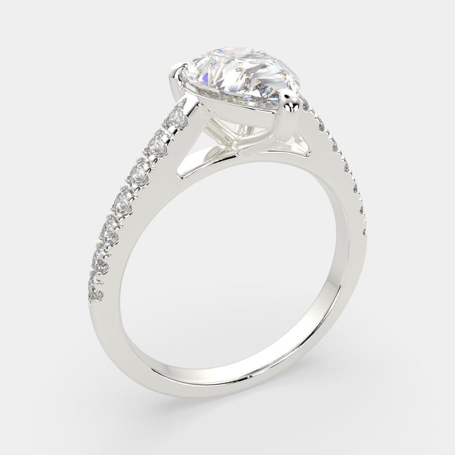Karina 2.3 Carat Pear Cut Pave 6 Prong Engagement Ring