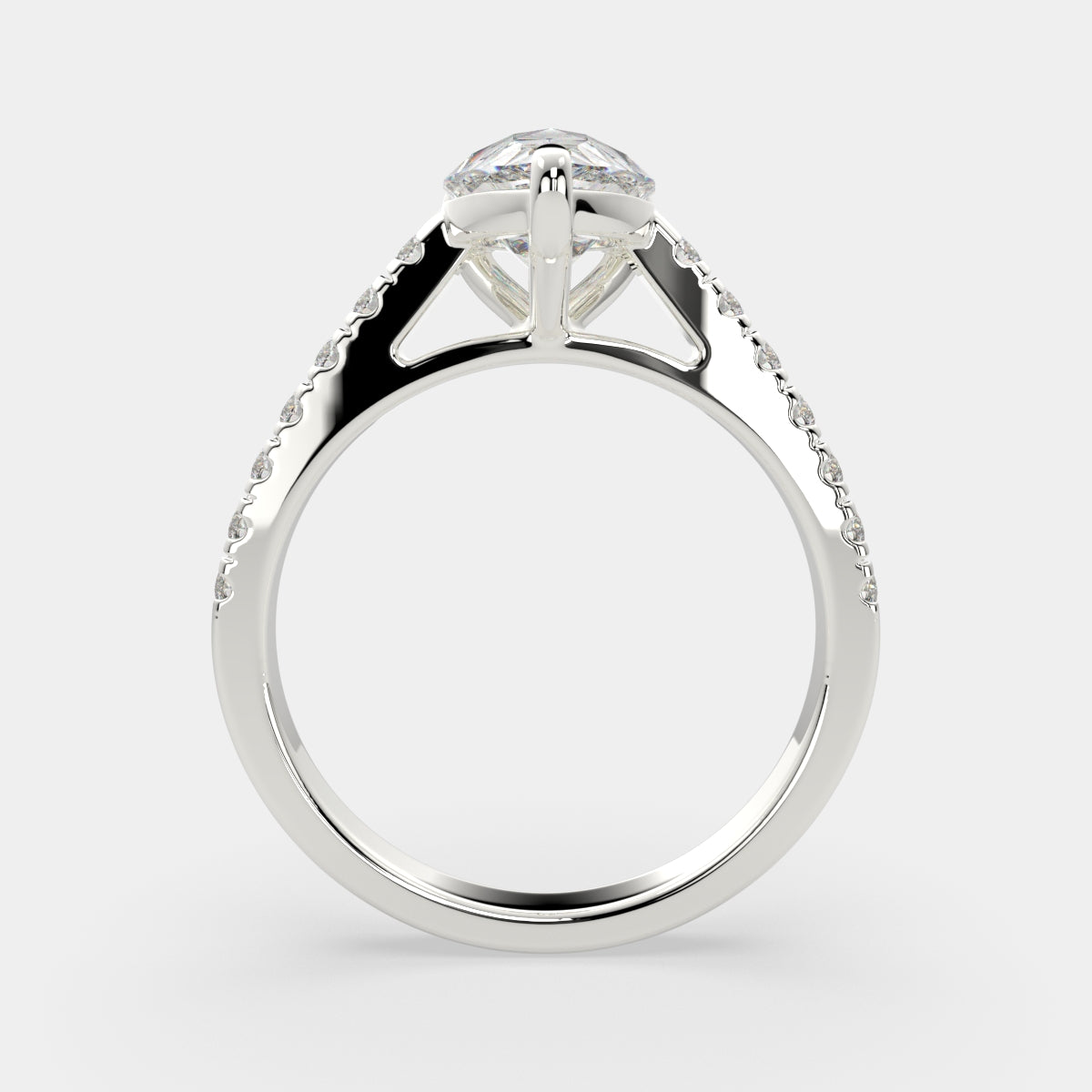 2.3 Carat VS1 D Lab Grown Diamond Pave Pear Ring