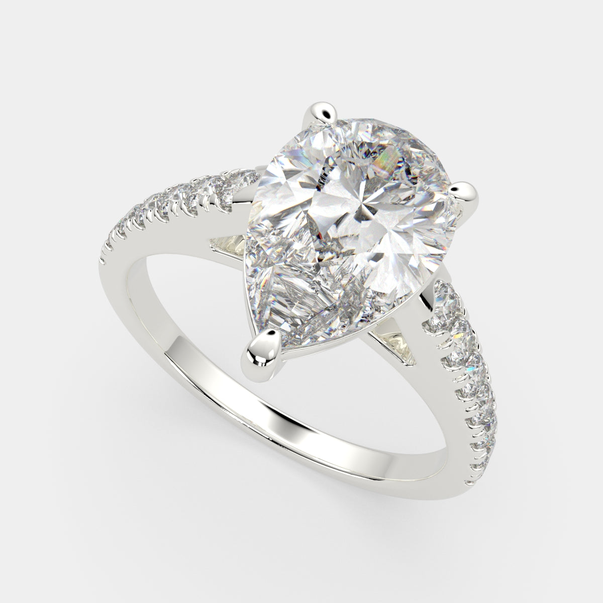 3.3 Carat VS1 D Lab Grown Diamond Pave Pear Ring