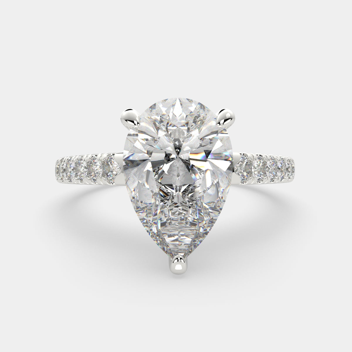 2.3 Carat VS1 D Lab Grown Diamond Pave Pear Ring