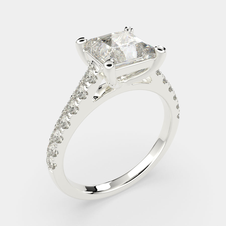 Karina 1.3 Carat Princess Cut Pave 6 Prong Engagement Ring